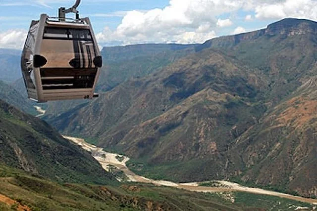 Crossing the Chicamocha Canyon on cable car