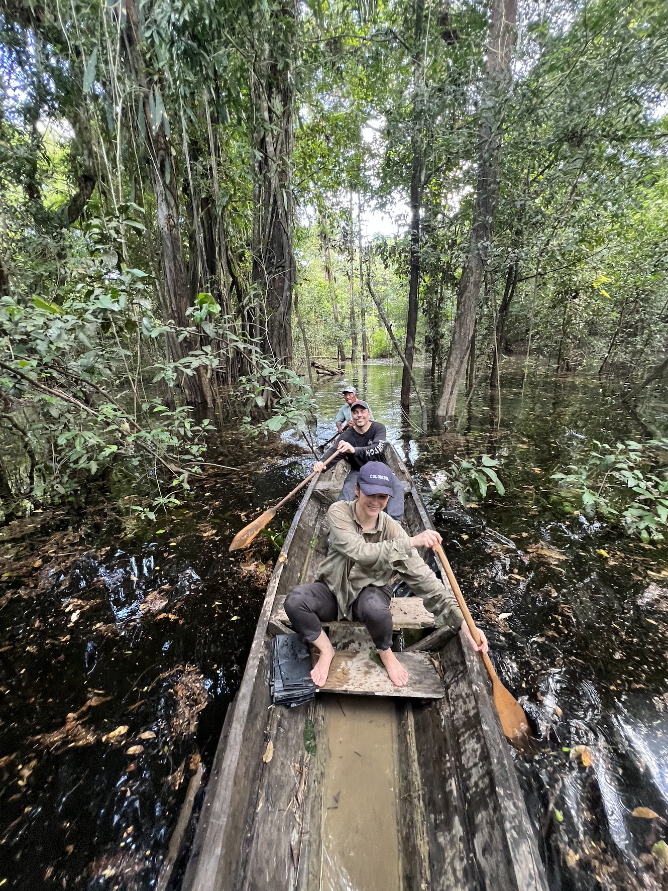 Canoying in the flooded forest