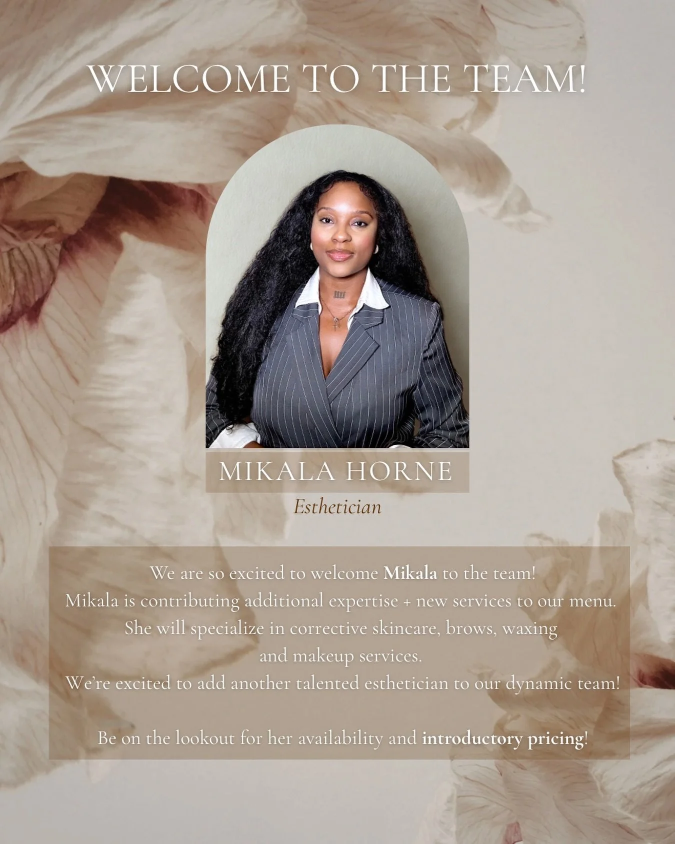 Welcome Mikala to the team! The team AND service menu are expanding, again! Look out for Mikala&rsquo;s availability, her books will be open soon. 🤎

www.tahirahelahiesthetics.com

📍Entertainment District, Arlington TX

#dfwesthetician #dfwspa #arl