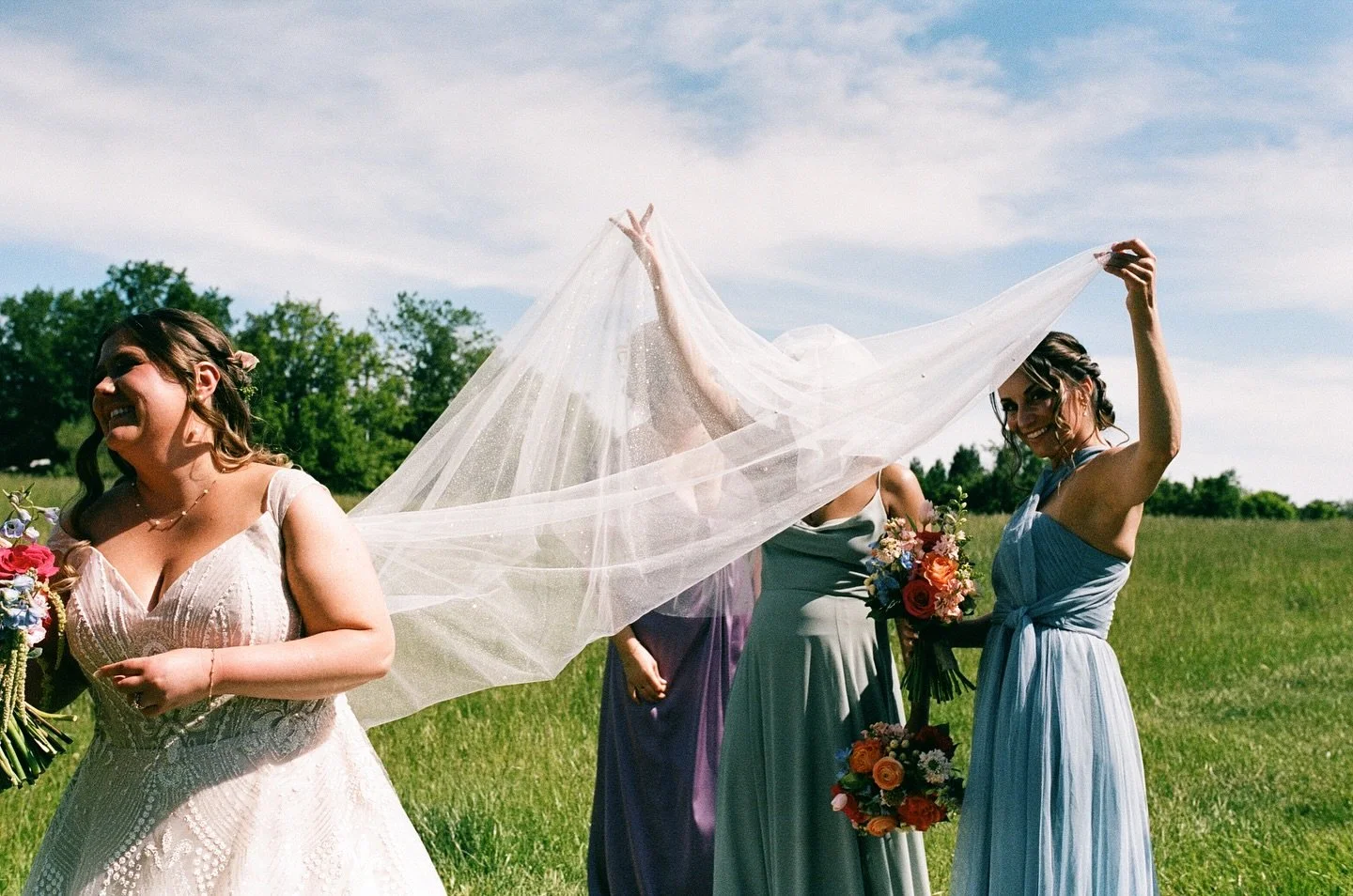 Film brings a specific amount of slowness to a wedding day. Moving between cameras, reloading and labeling rolls, staying aware of the light, all while mirroring the emotions of the couple and their loved ones. My job is taking it all in and then pre