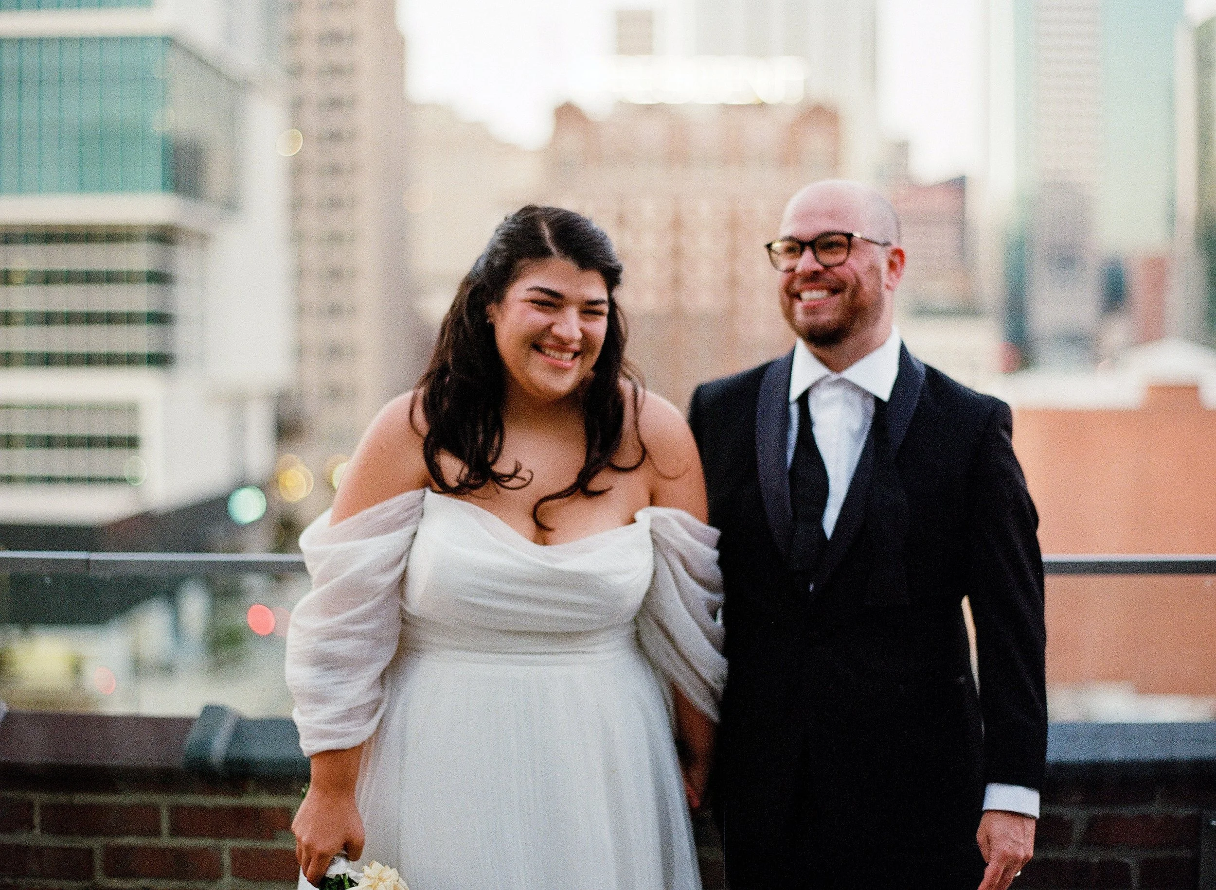 Film photograph of a couple getting married at three points.