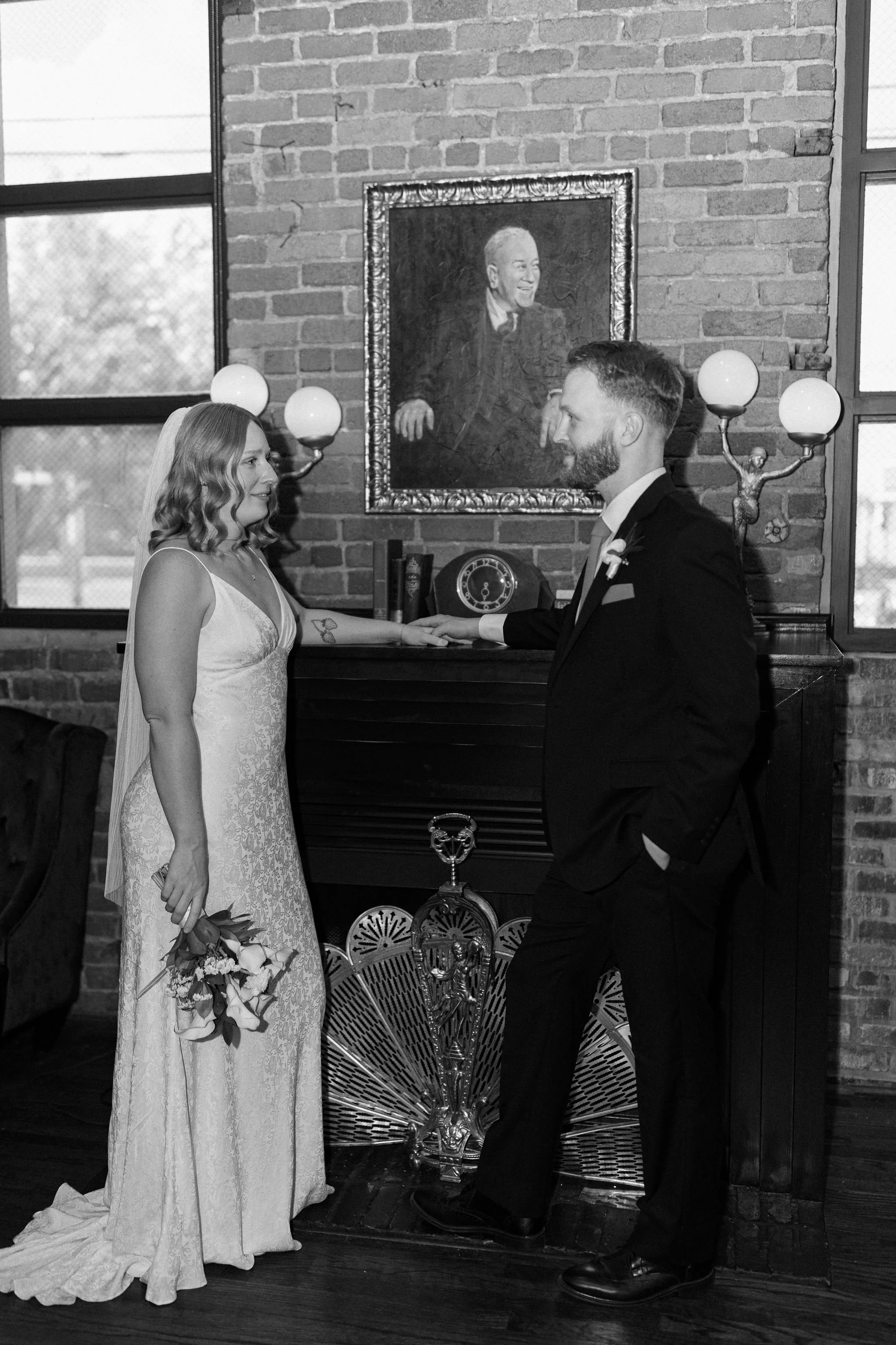 Photo of a couple getting married at Tom's Town Distillery