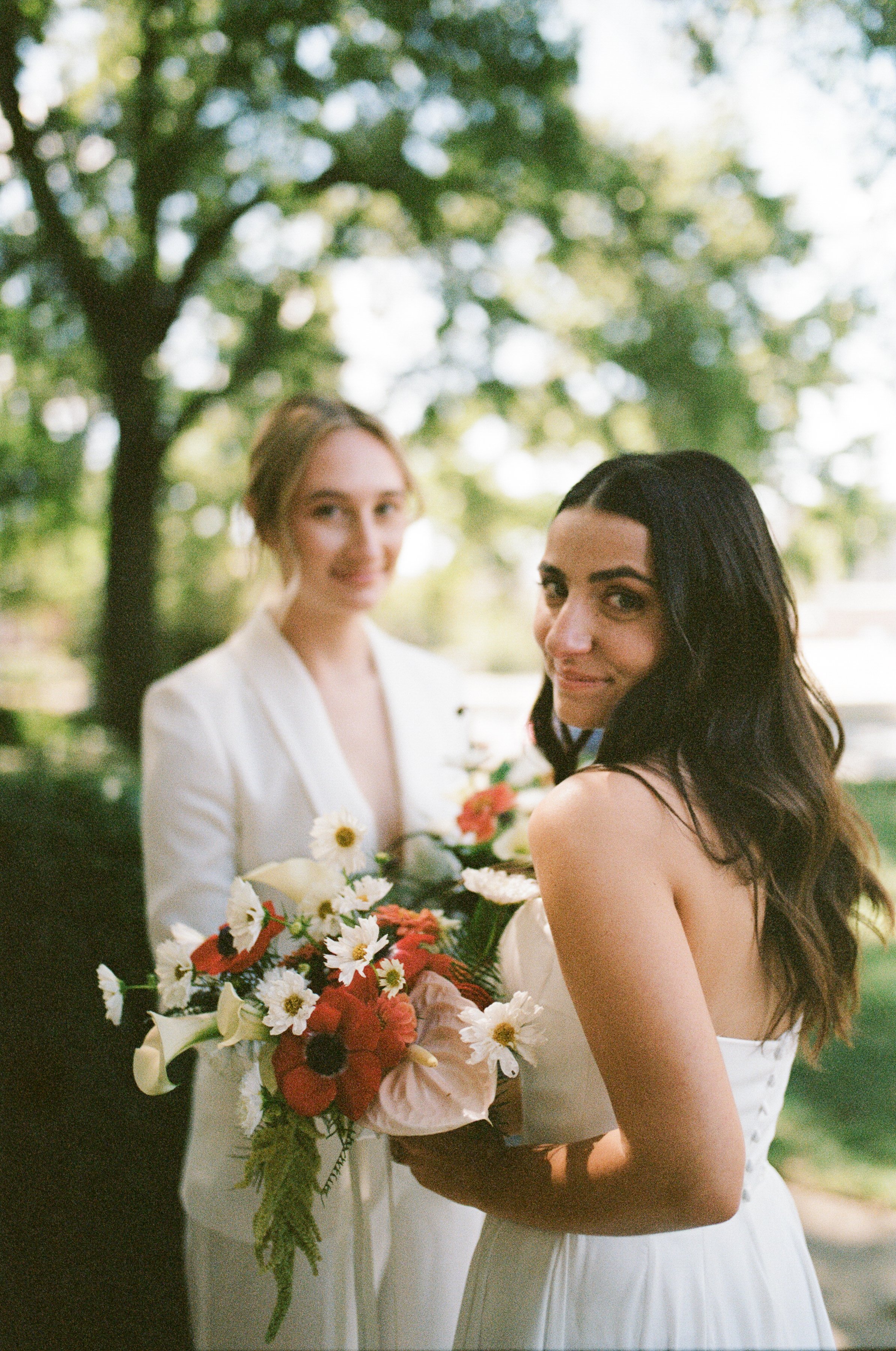 Portrait of two brides on 35mm film