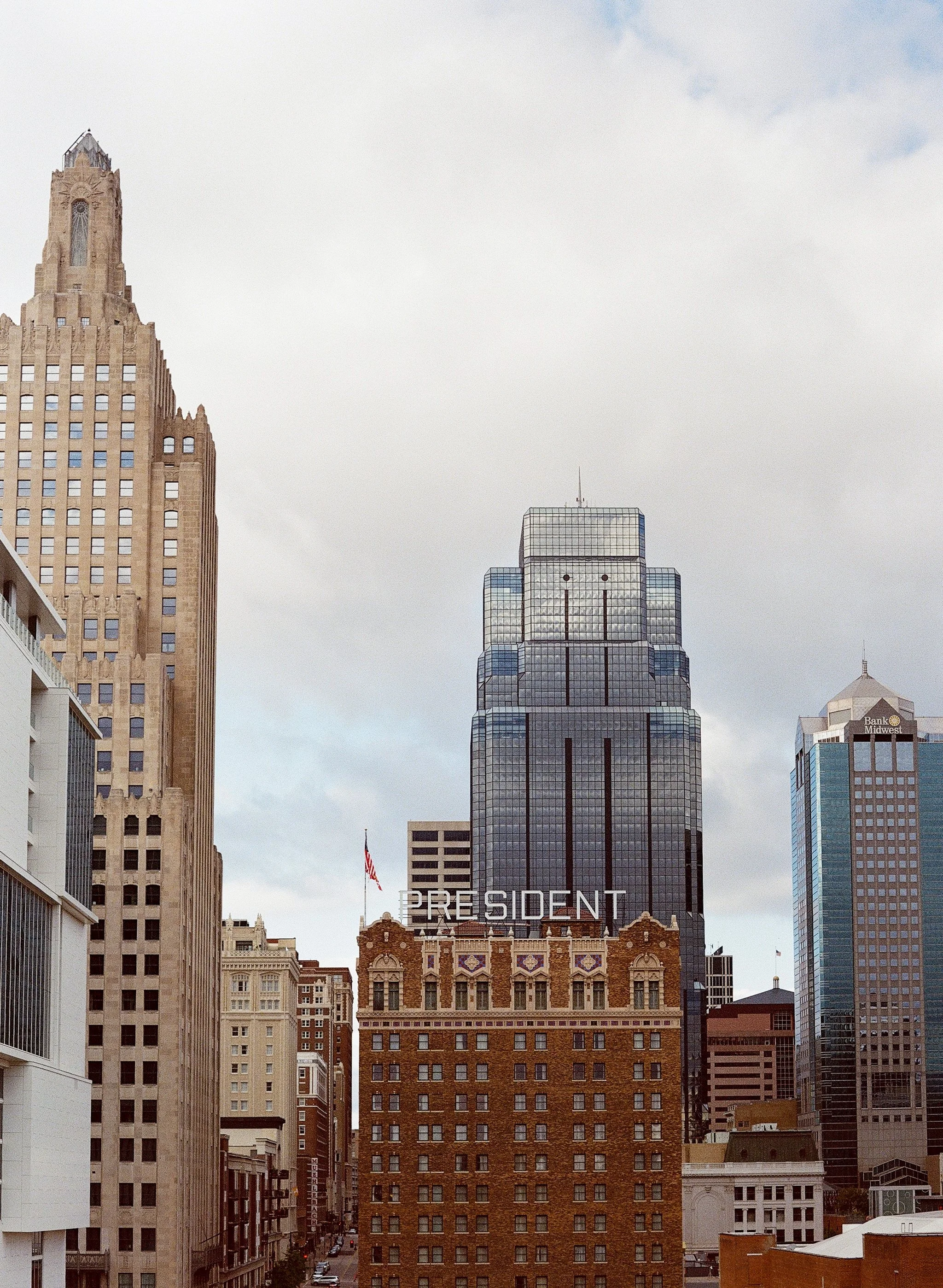 The city skyline from the roof of three points.