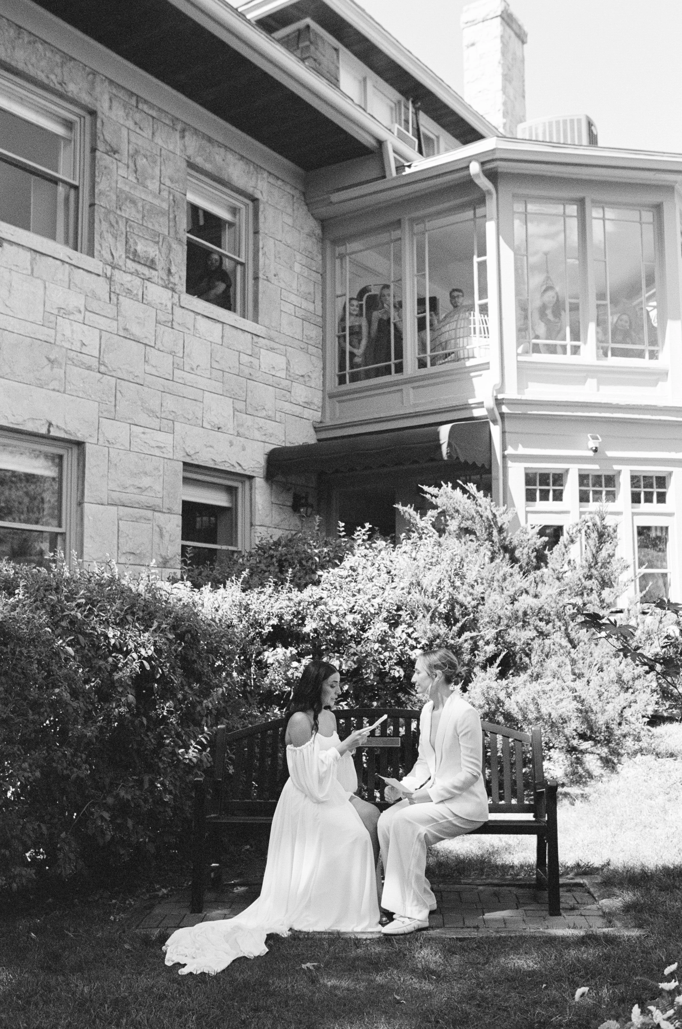 Daya and Ellie share their private vows together as their friends and family watch from the sun room at The Simpson House.