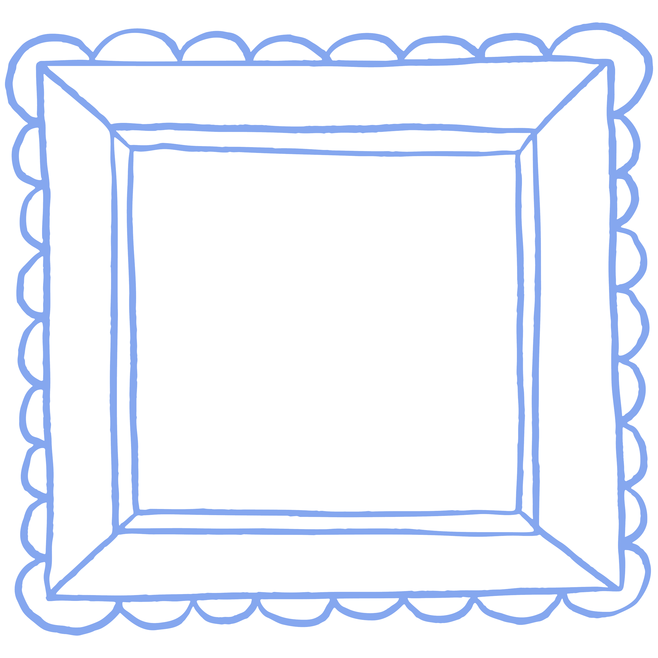 Blue frame with a scalloped edge.