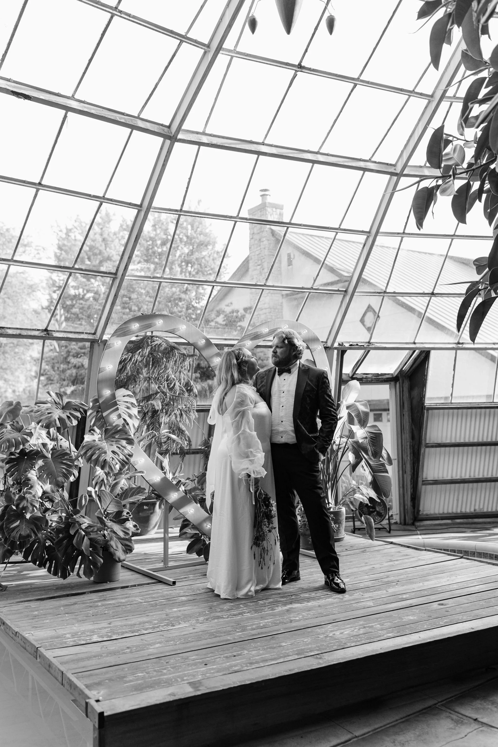Photo of a bride and groom eloping at the Campbell Dome House.
