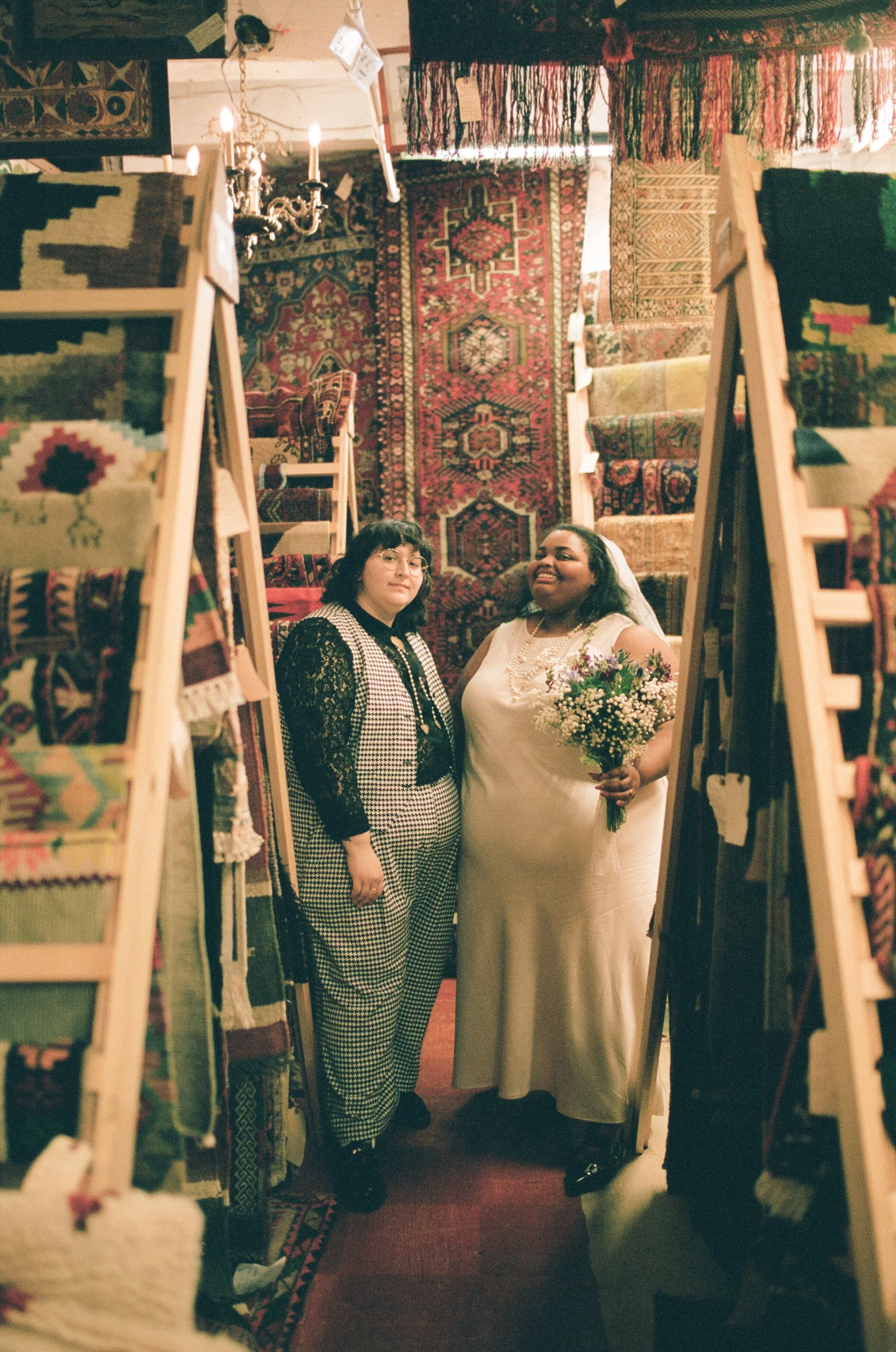 Couple taking a portrait in River Market Antiques