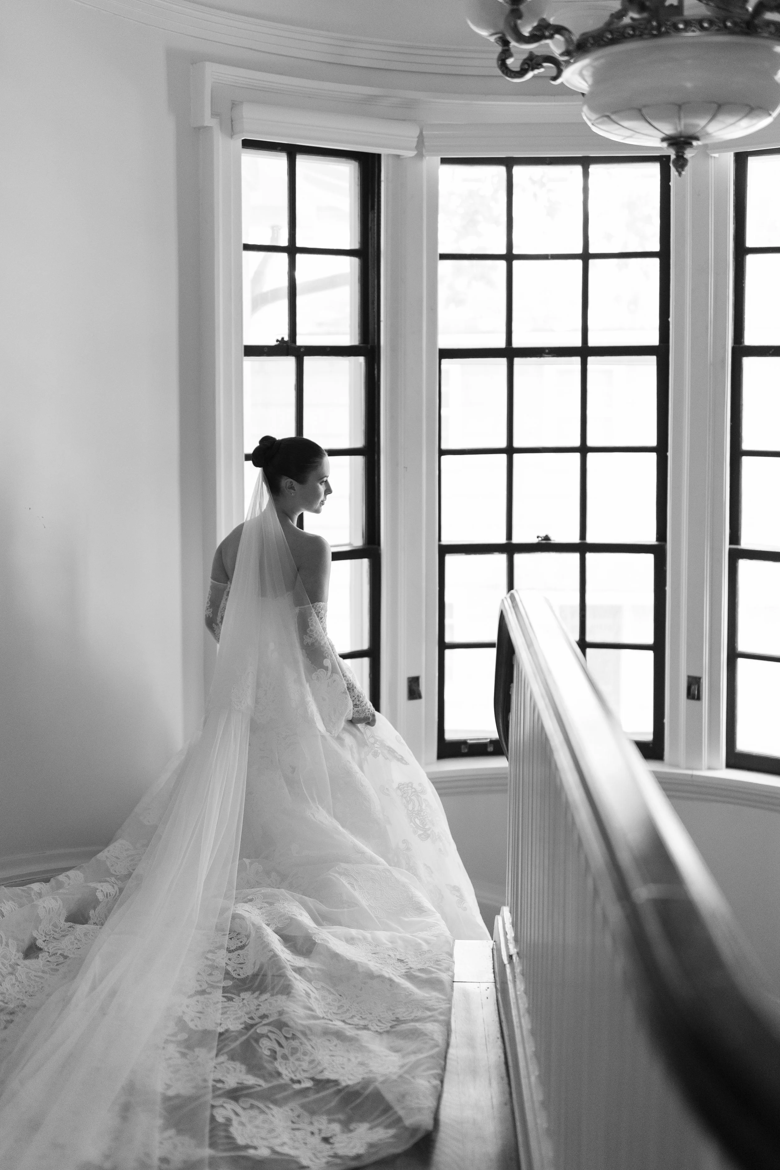 Photo of Abby on her wedding day, in her childhood home in Hyde Park