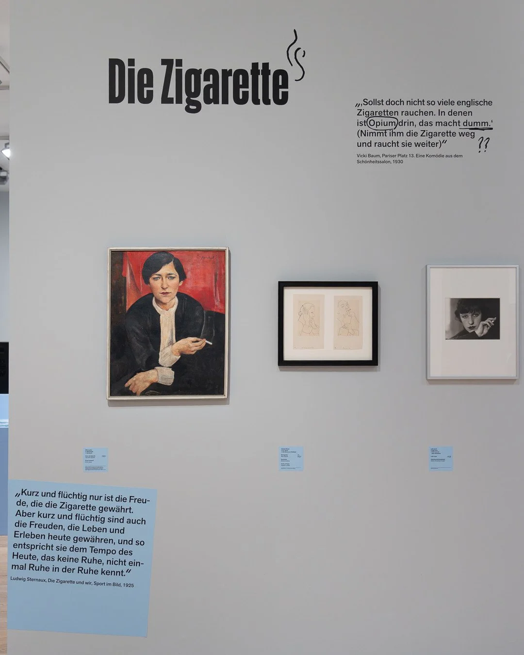 EIN FERNGESPR&Auml;CH. SZENEN AUS DER WEIMARER REPUBLIK⁠
Lenbachhaus, M&uuml;nchen &ndash; bis 27. September 2026⁠
⁠
DIE ZIGARETTE⁠
⁠
Links:⁠
WILLY JAECKEL⁠
Dame mit Zigarette | Lady with Cigarette, 1925⁠
⁠
Die Zigarette wurde in den 1920er-Jahren zu
