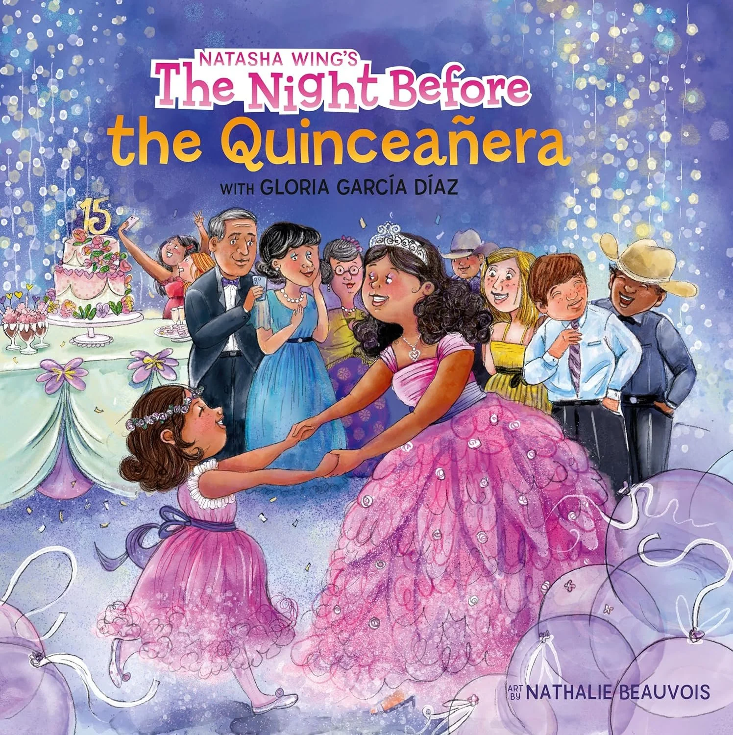 The Night Before the Quinceañera (2025) by Natasha Wing, Gloria García Díaz (authors), & Nathalie Beauvois (illustrator) — This Quinceañera-themed reimagining of the Night Before Christmas poem features the family waltzing and boogie-ing the night aw
