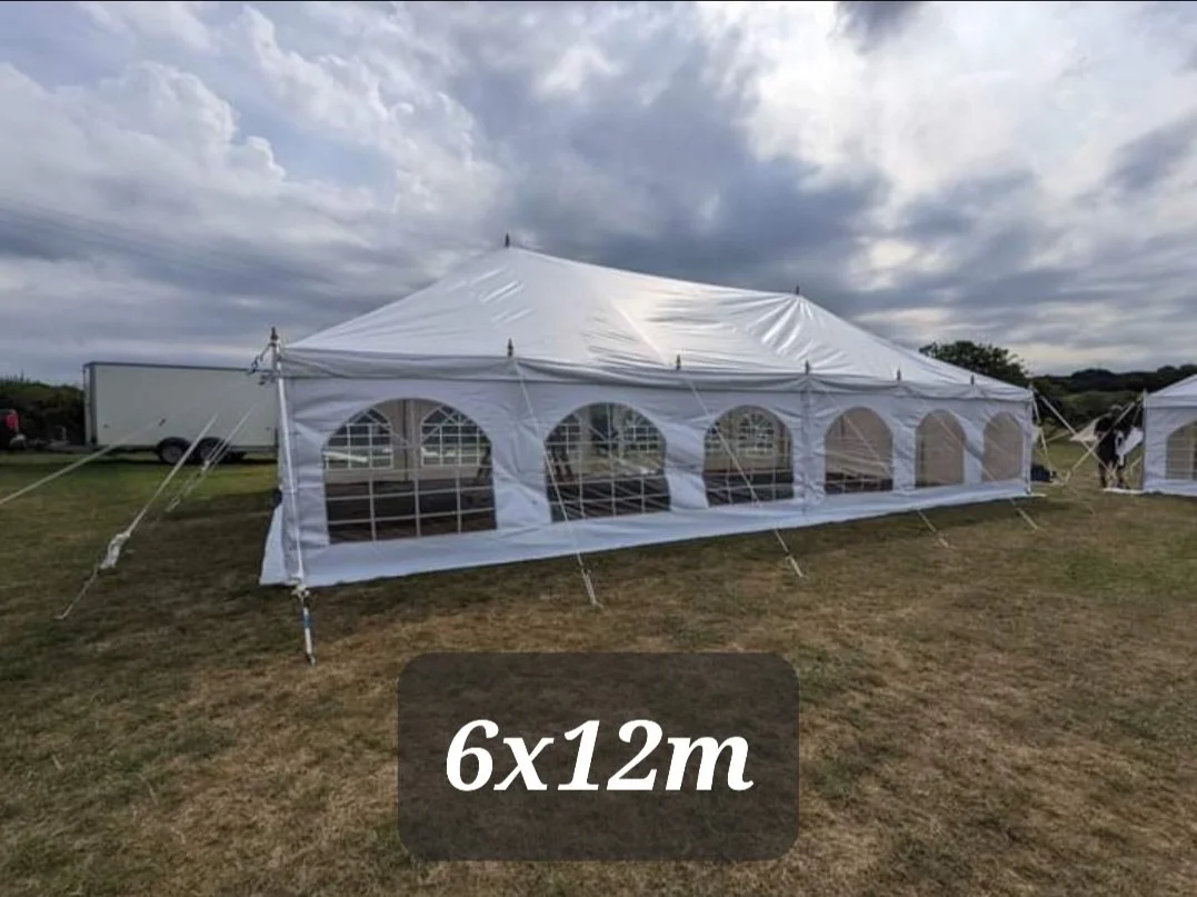 large white event tent measuring 6 by 12 meters - Twelve34 Productions