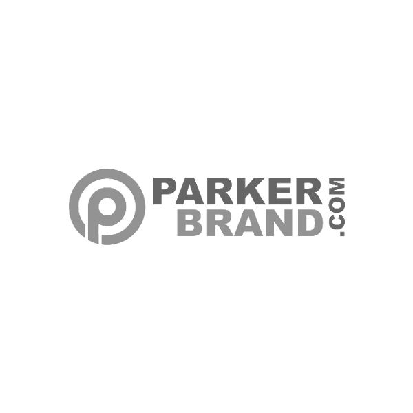 The Parker Brand logo in grayscale with a circular emblem and the text 'PARKERBRAND.COM'.