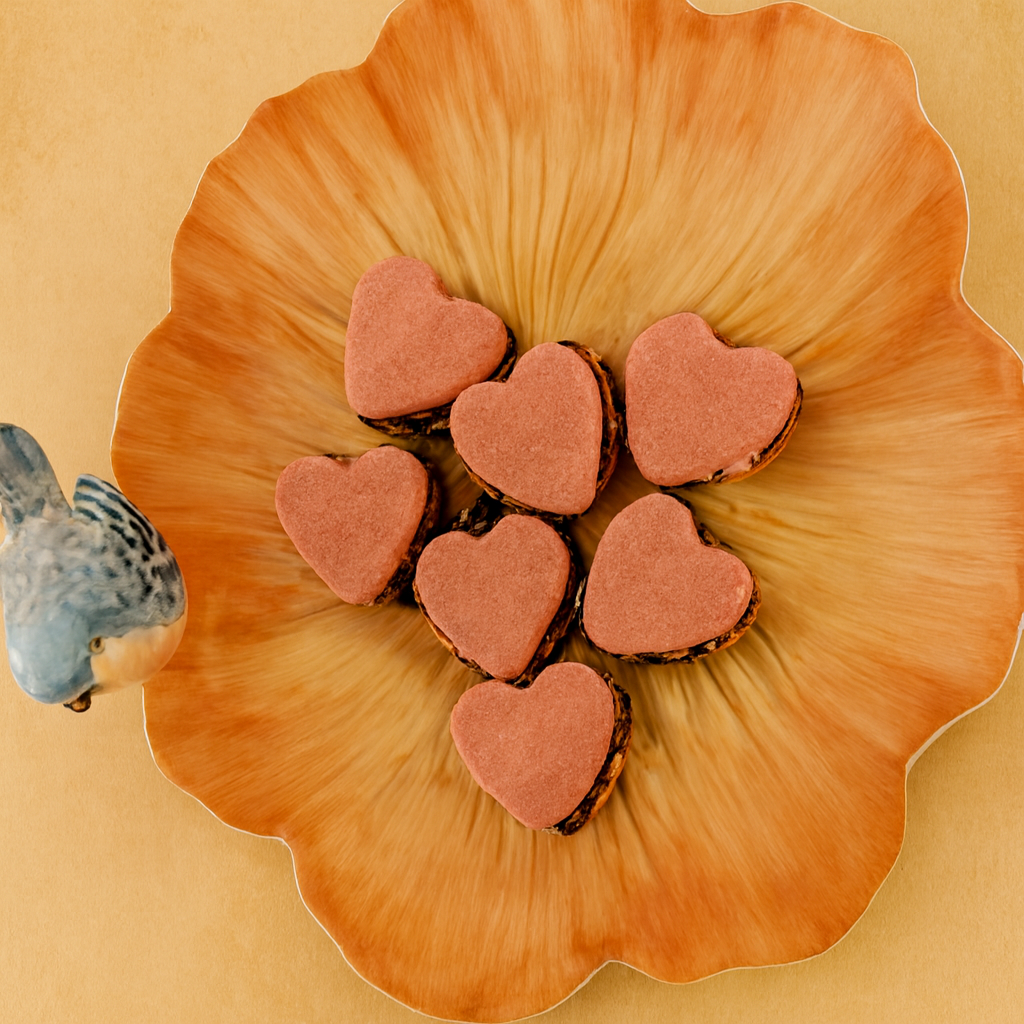Artisan heart alfajores with dulce de leche filling, perfect for gifts — made by Dolce Dolcezza in Port St. Lucie, FL.