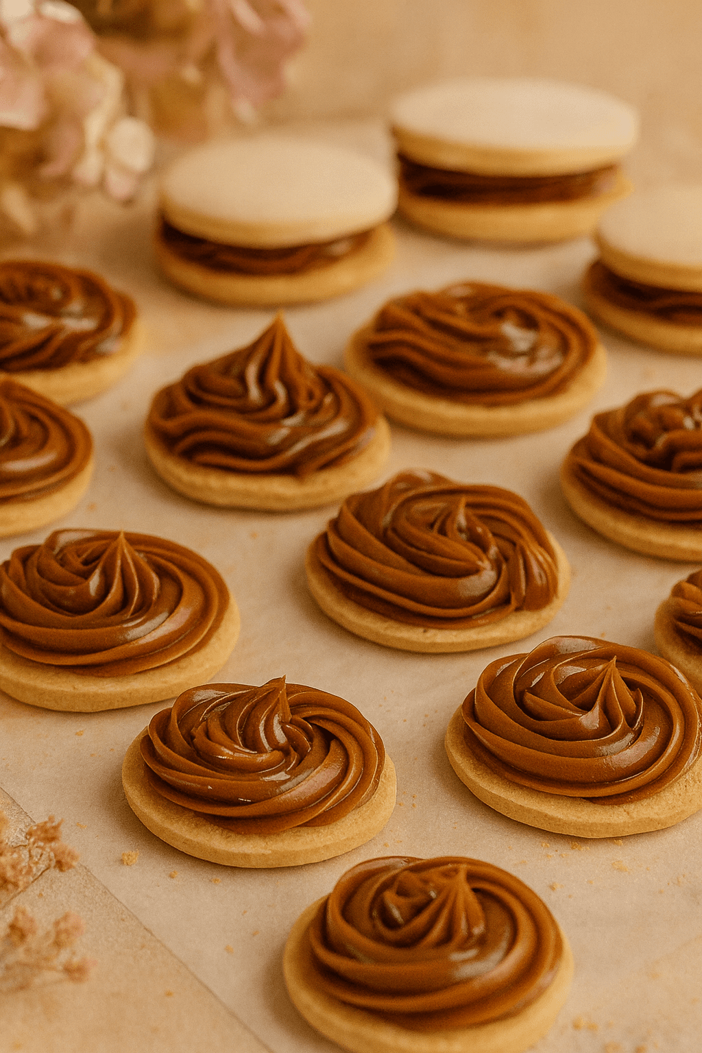 Traditional alfajores with soft cookies and dulce de leche center — artisan baked by Dolce Dolcezza in Port St. Lucie, FL.