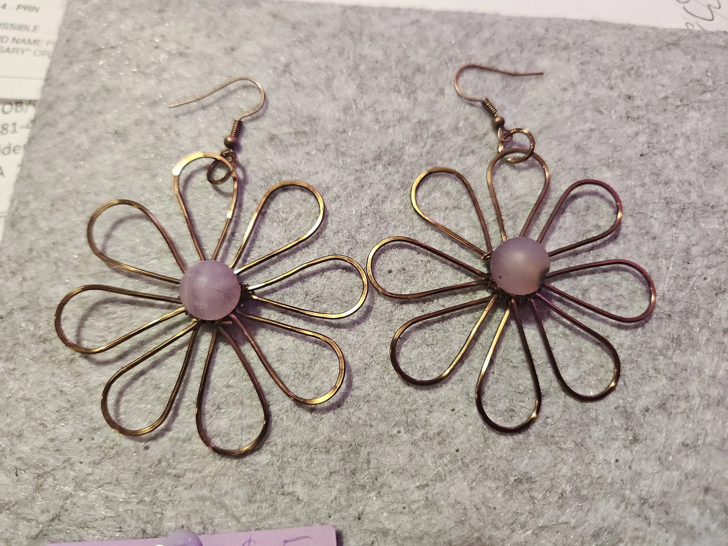 large flower amethyst earrings
