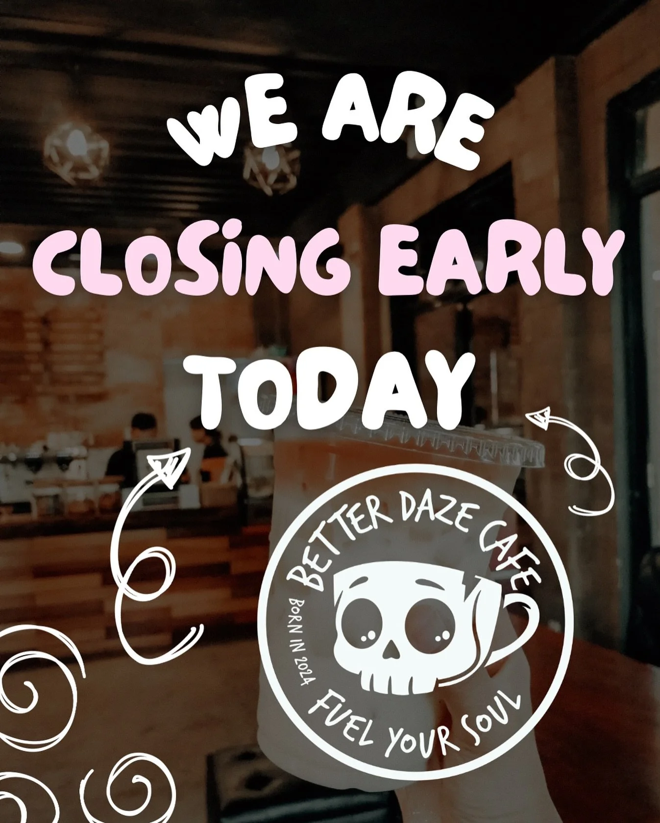 We apologize for any inconvenience. We are closing at 2 PM today for our employee holiday gathering! We will see you bright and early tomorrow morning. Have a great day! 🖤
