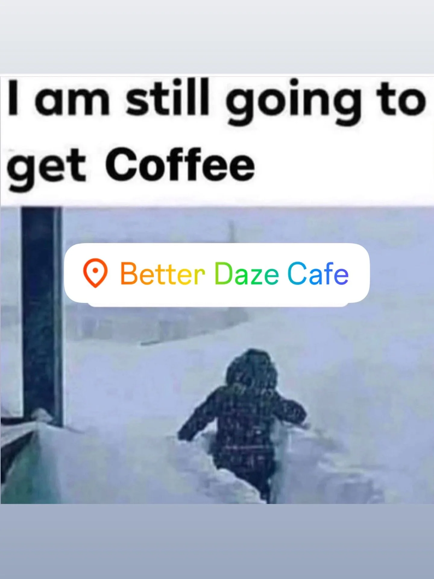 We are open! Come in and warm up with a hot cup of joe or hot cocoa. We&rsquo;ve got you covered!