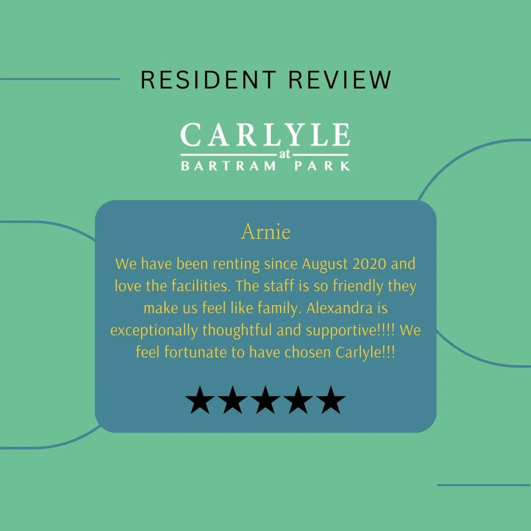 We are always grateful for the kind words people say and taking their time to write a review! Feel free to share your thoughts and feedback on Google.☺️

#positivity #community #carlyleatbartrampark #carlyleatbartramparkapts #bartrampark #jacksonvill