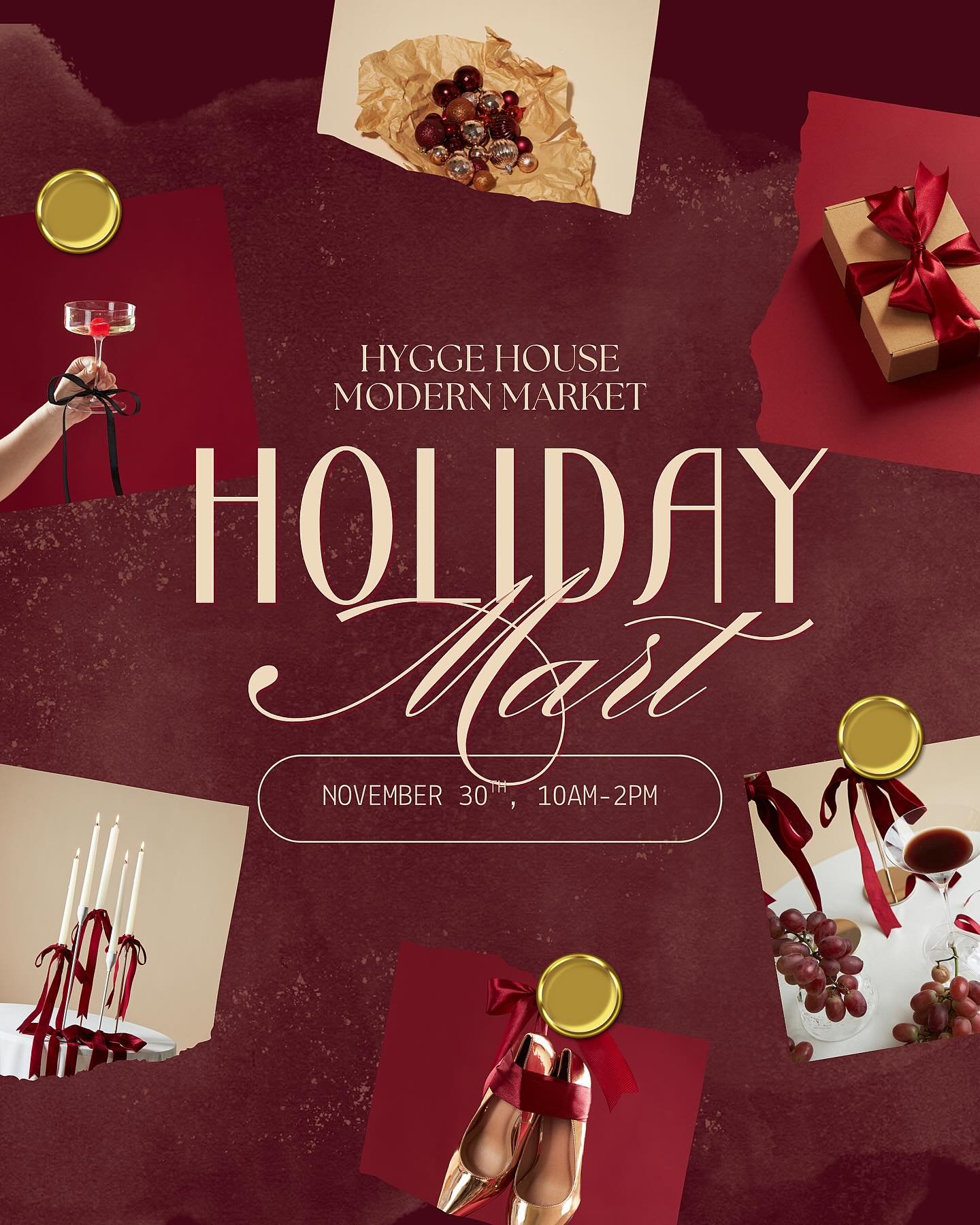 SAVE THE DATE
The Modern Market: Holiday Edition
Sunday, November 30 | 10 AM &ndash; 2 PM
Hygge House

The Modern Market is back&mdash; HOLIDAY STYLE. 
Join us for a curated seasonal pop-up featuring local makers, cozy sips, and effortless holiday vi