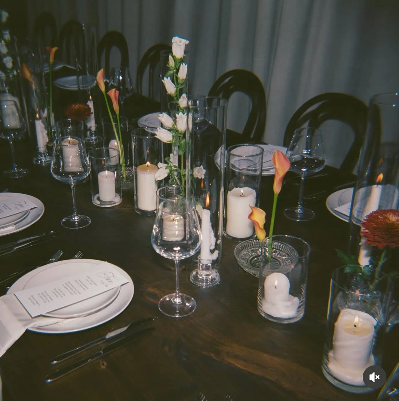 Film, Warm light, Fresh florals, Custom 16ft table &amp; The sound of all your people lost in conversation. 🤍