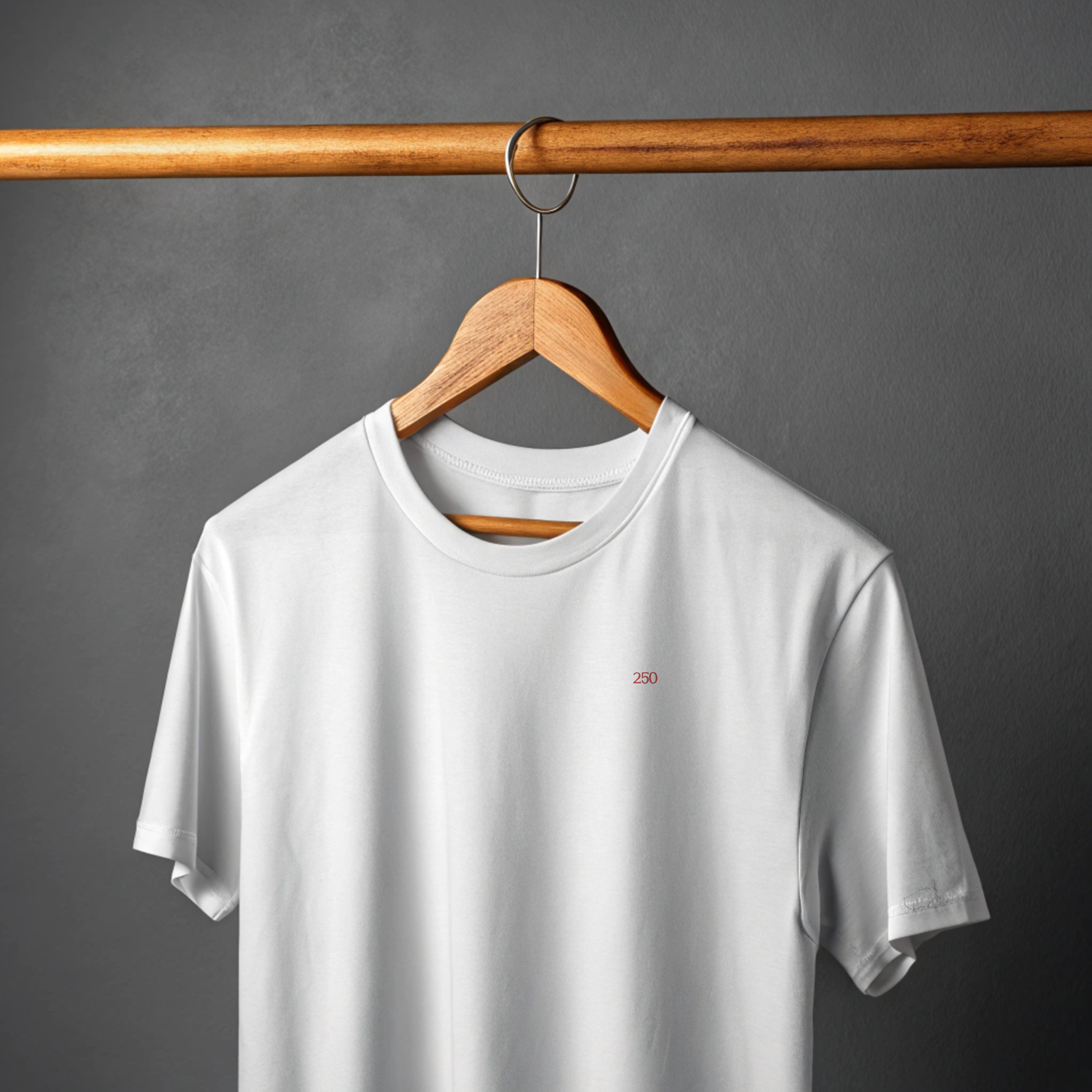 250 White Tee on Hanger with RBA on Sleeve.png