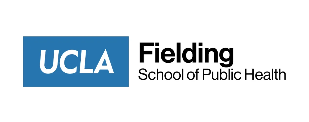 UCLA Fielding School of Public Health logo with blue rectangle containing 'UCLA' text and black text reading 'Fielding School of Public Health'.