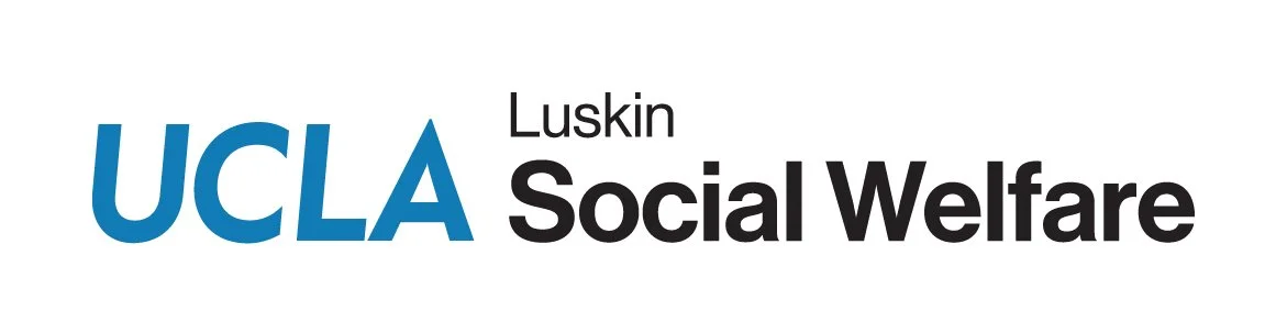 UCLA Luskin School of Public Affairs social welfare logo with UCLA in blue and Luskin Social Welfare in black.