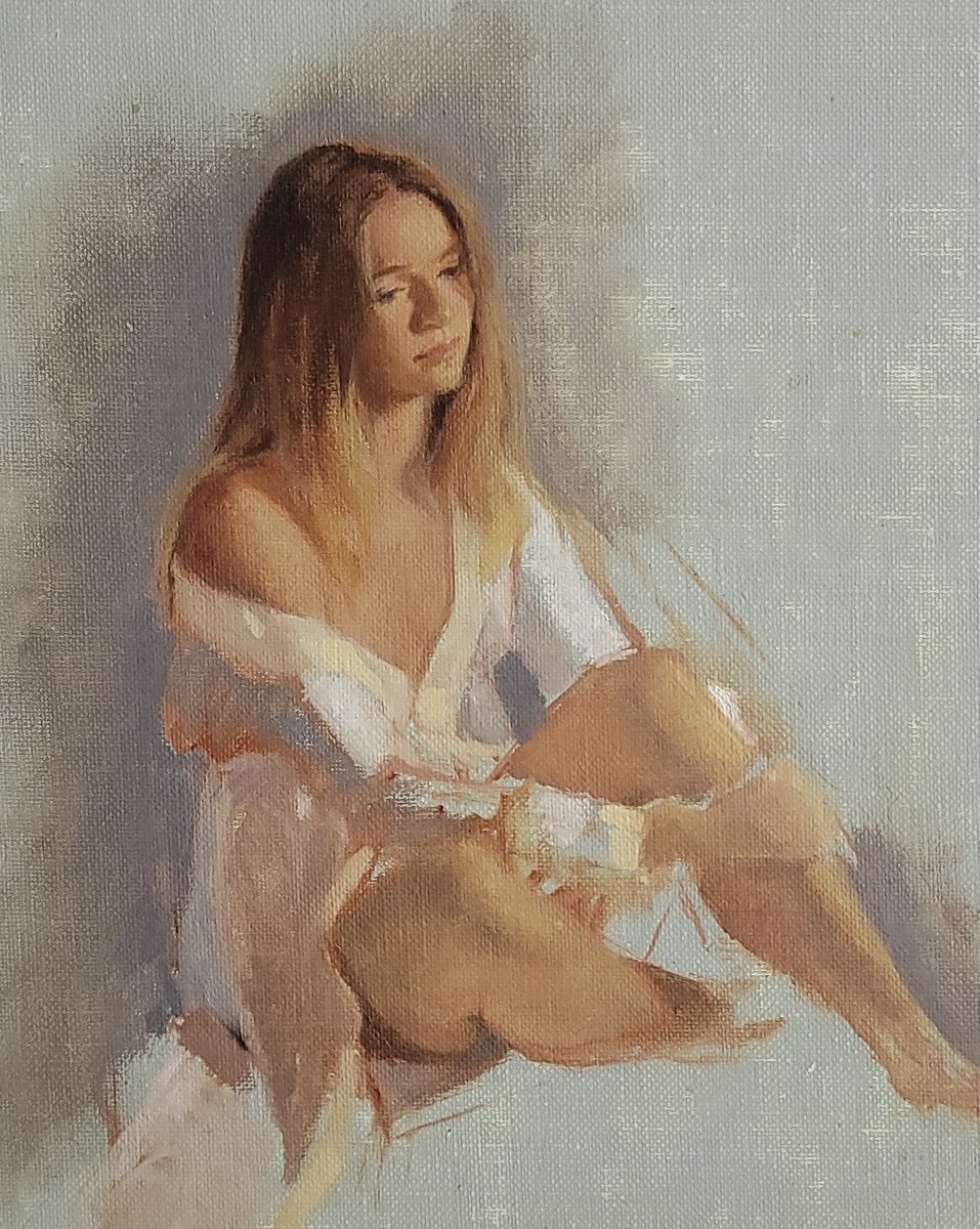 Contemplation in Gray - 8x10 in - Oil on panel - Sold