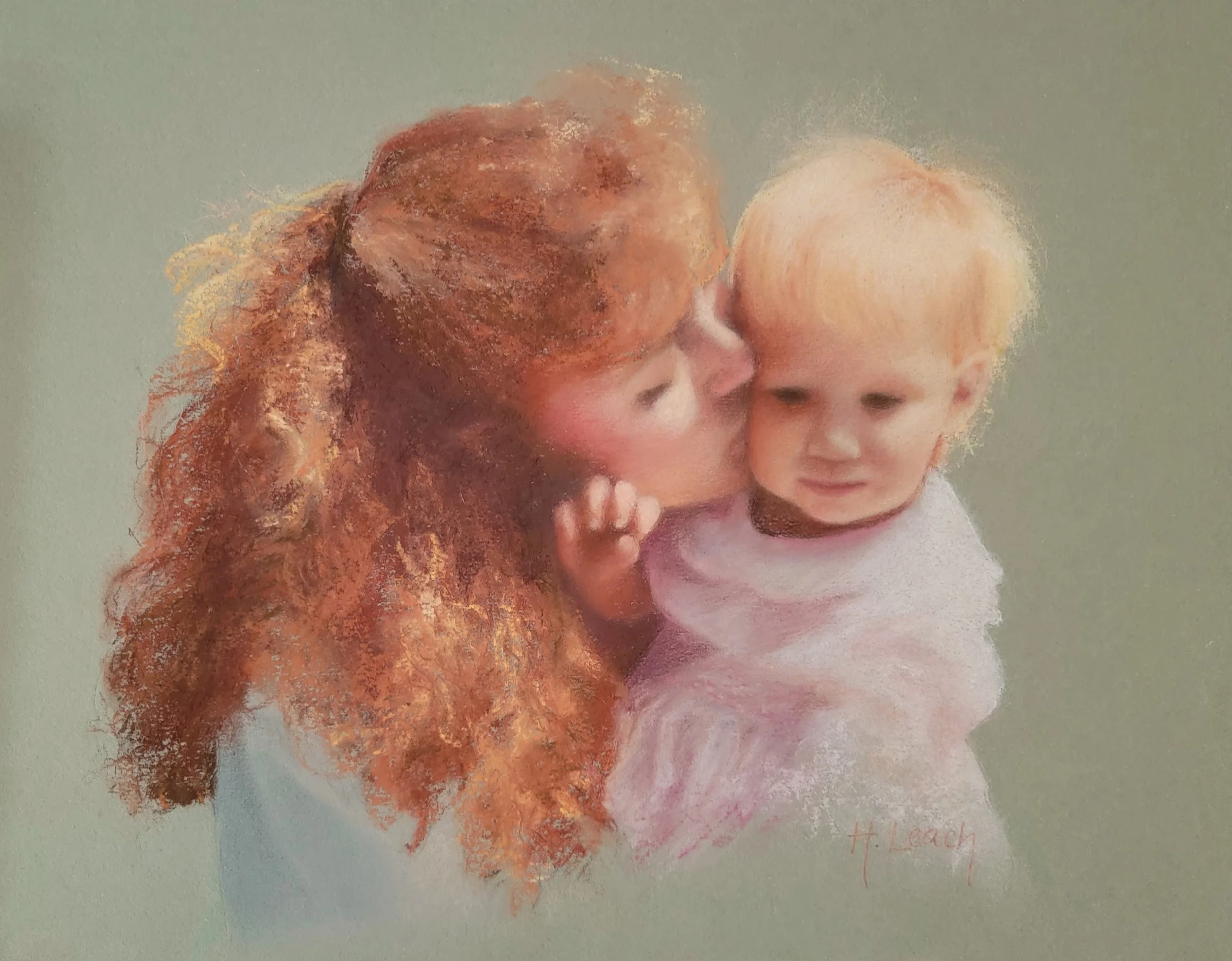 Mother and Child - 11x14 in - Pastel on paper - Sold