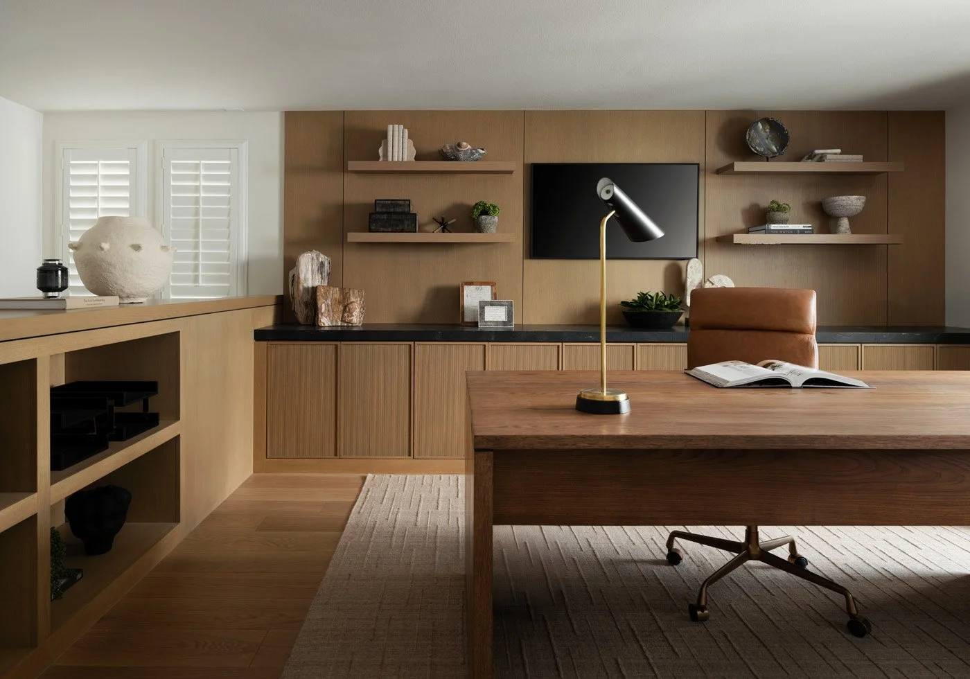 Office with Desk and Leather CHair
