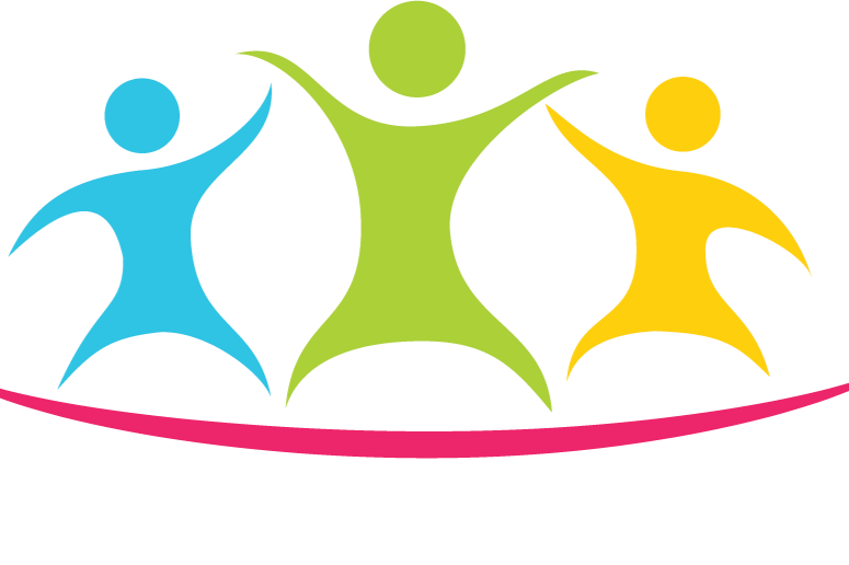 Logo for Evolve Family Services featuring three stylized human figures in blue, green, and yellow, holding hands, with a pink curved line beneath them and the words 'EVOLVE Family Services' below.