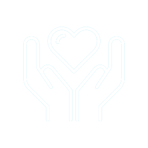 Neon sign of two hands holding a heart