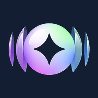 Abstract digital graphic with a central circular shape and a diamond in the middle, surrounded by soundwave-like lines on dark background.