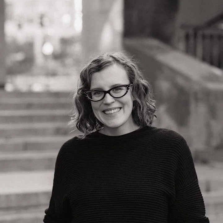 Black and white photograph of Mariah Kupfner