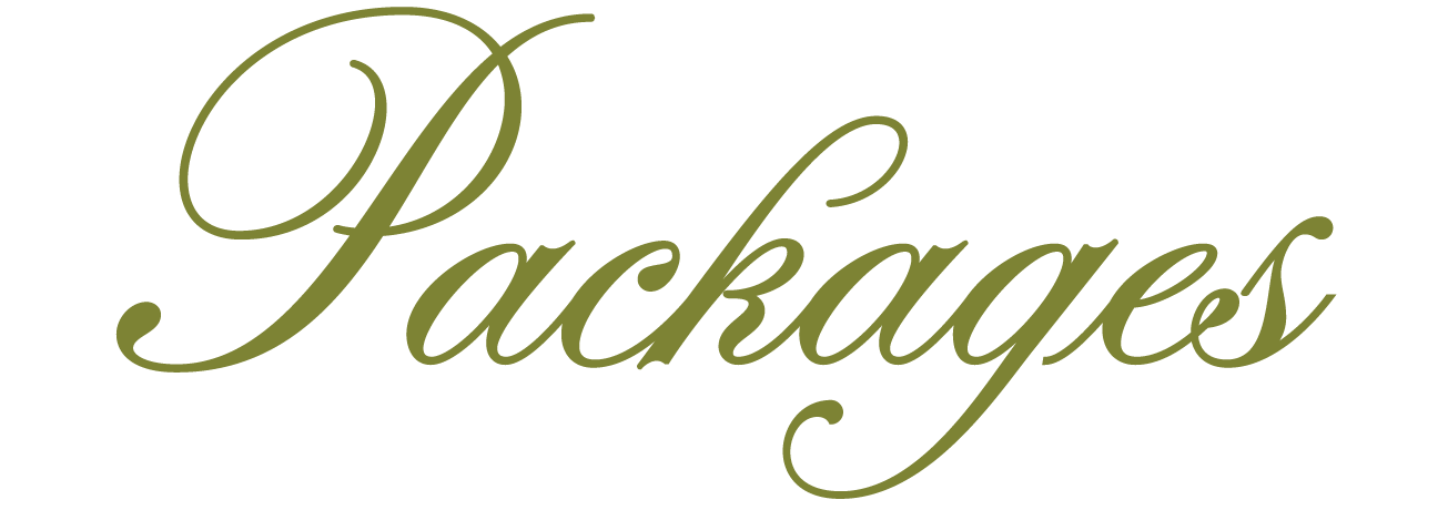 A logo with the word 'Packages' written in elegant cursive font in olive green color.