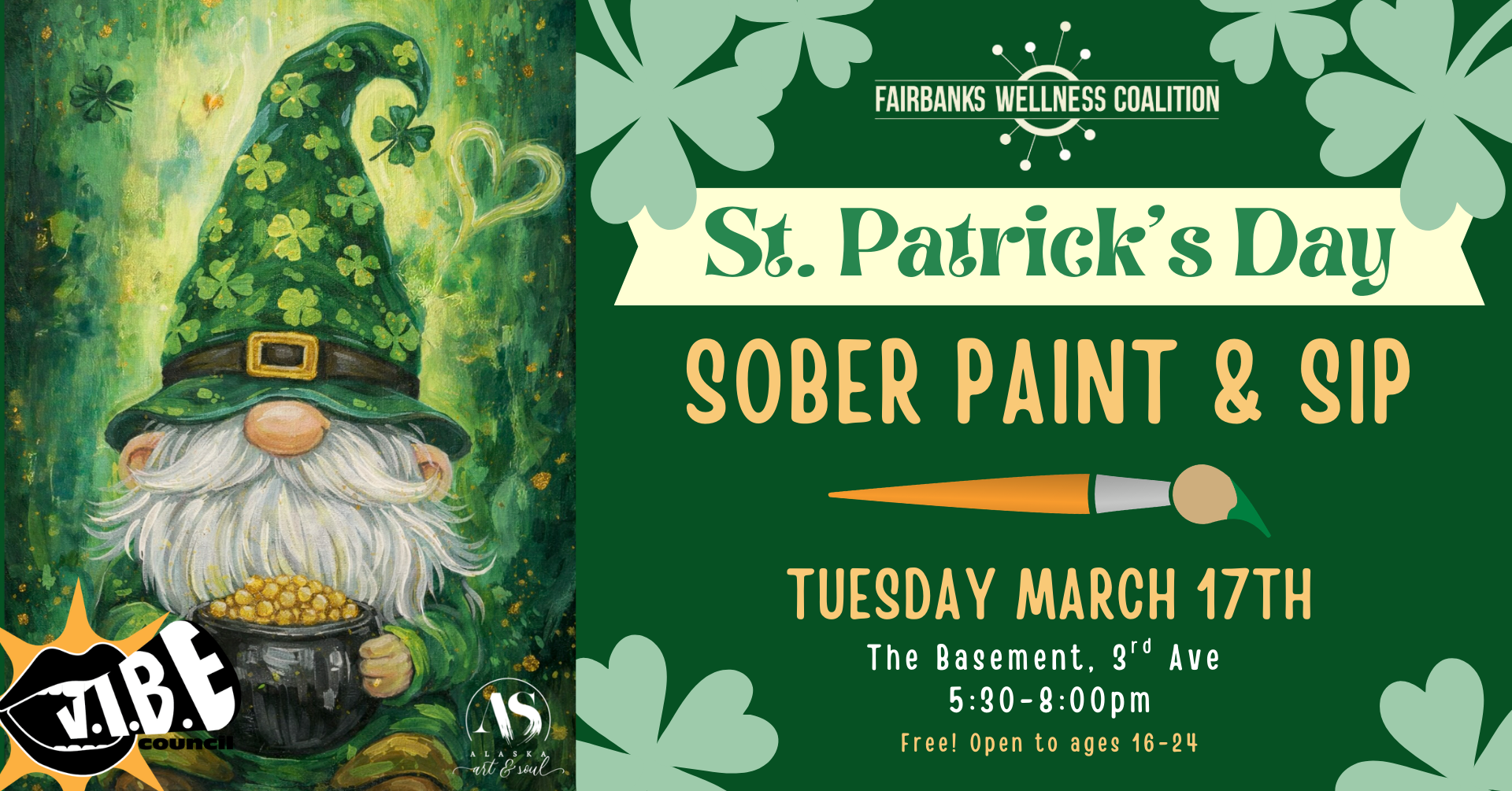 St Patrick's Day Sober Paint & Sip
