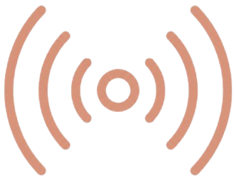 Sound wave icon with concentric curved lines radiating from a central dot