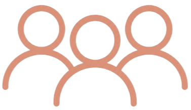 Outline illustration of three people standing together.