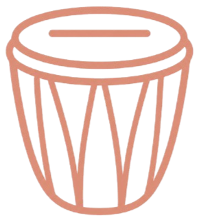 Line drawing of a drum.