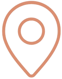 A simple, stylized map location pin icon in pinkish-brown color.