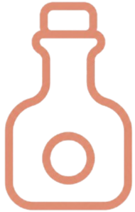 Simple illustration of a bottle with a label