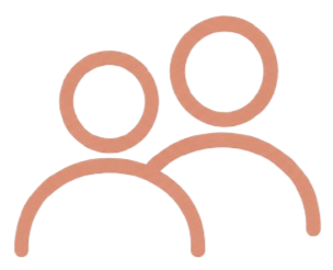 Outline illustration of three people standing together.