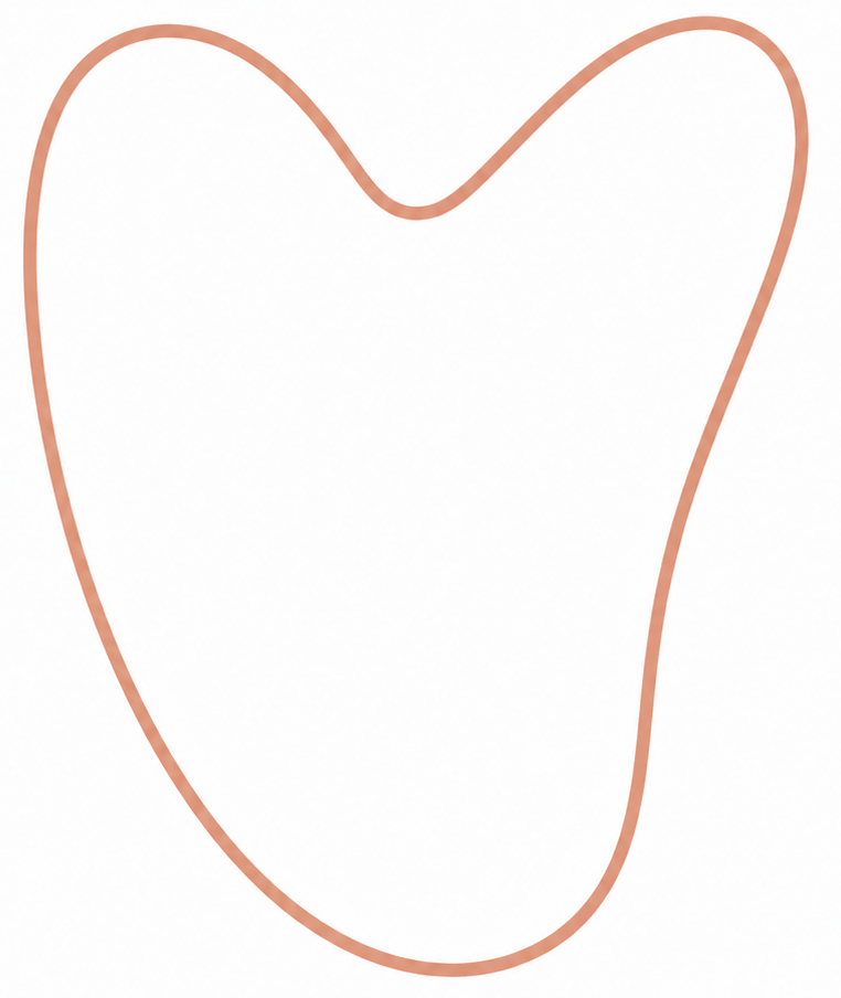 Outline of agua sha on a white background.