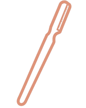 A copper-colored paperclip with a bent end.