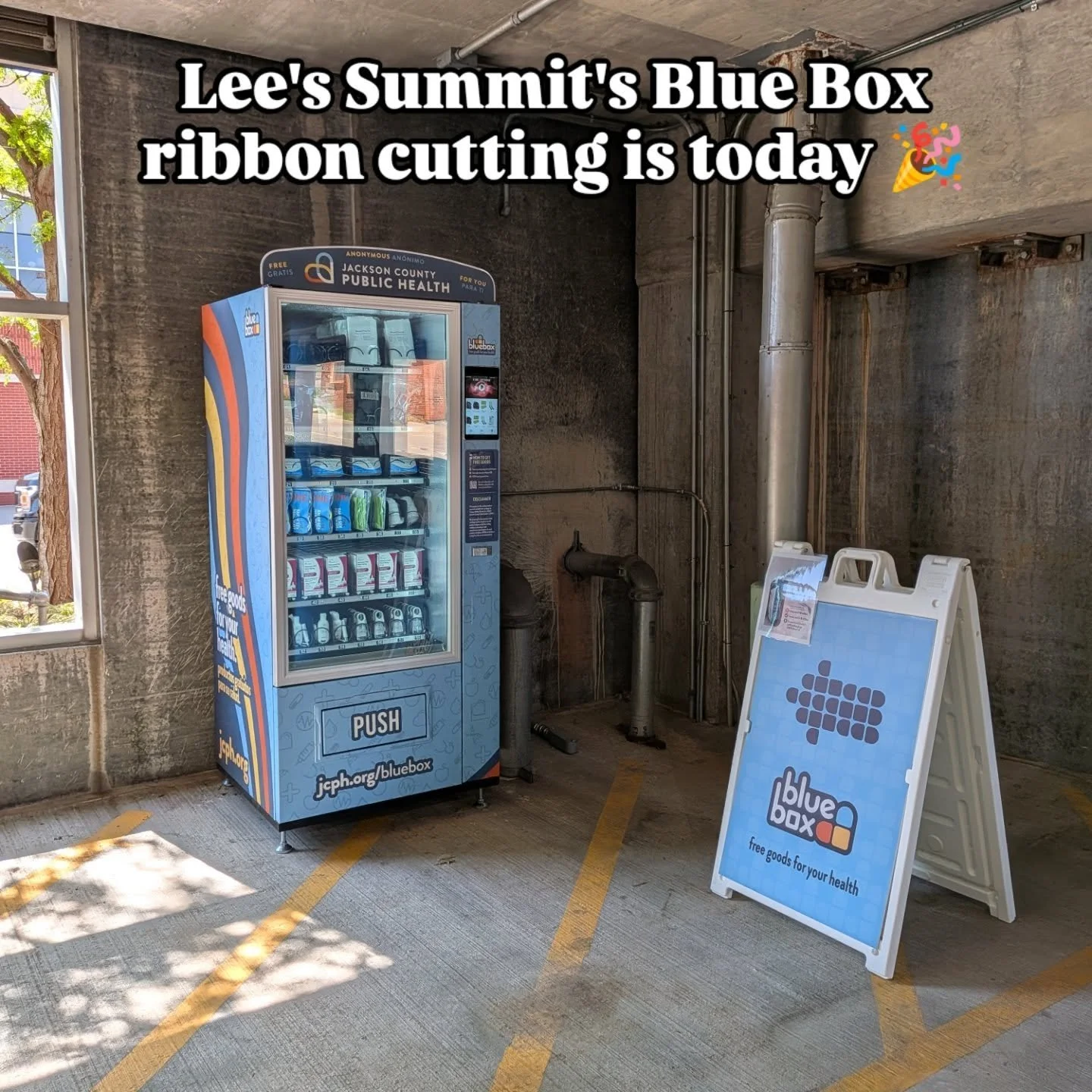 I can't make it to the ribbon-cutting today, but I've been following the updates about it through my work on Lee's Summit's Wellness Commission. 

Meet the Blue Box. It&rsquo;s a public health vending machine funded and run by the Jackson County Publ