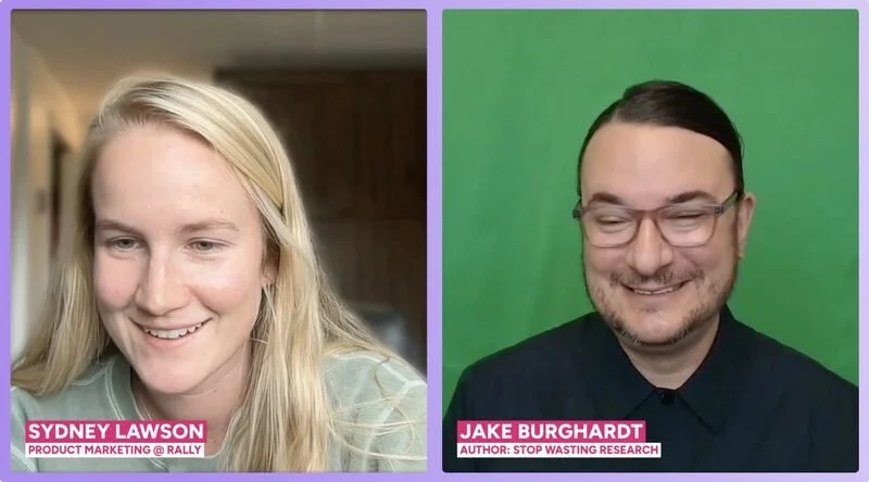 Screenshot from rally webinar session with the host and guest pictured