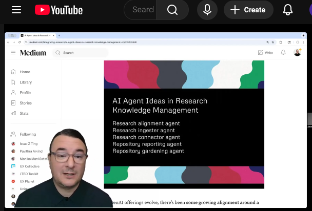 Youtube video with superimposed author reading article