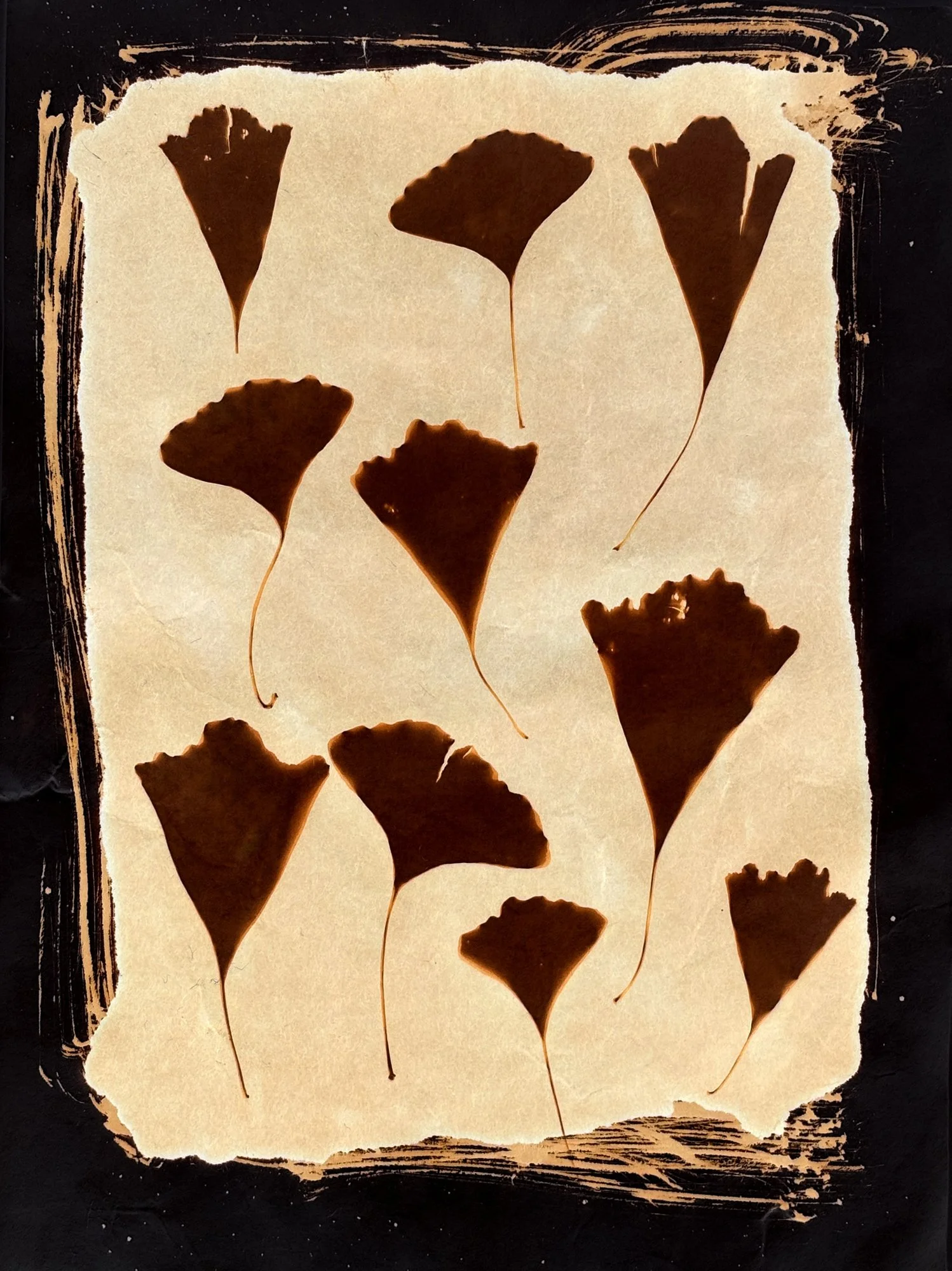 Inverted Cyanotype of Leaves Gathered On A Walk by Nikki Gardner Studio