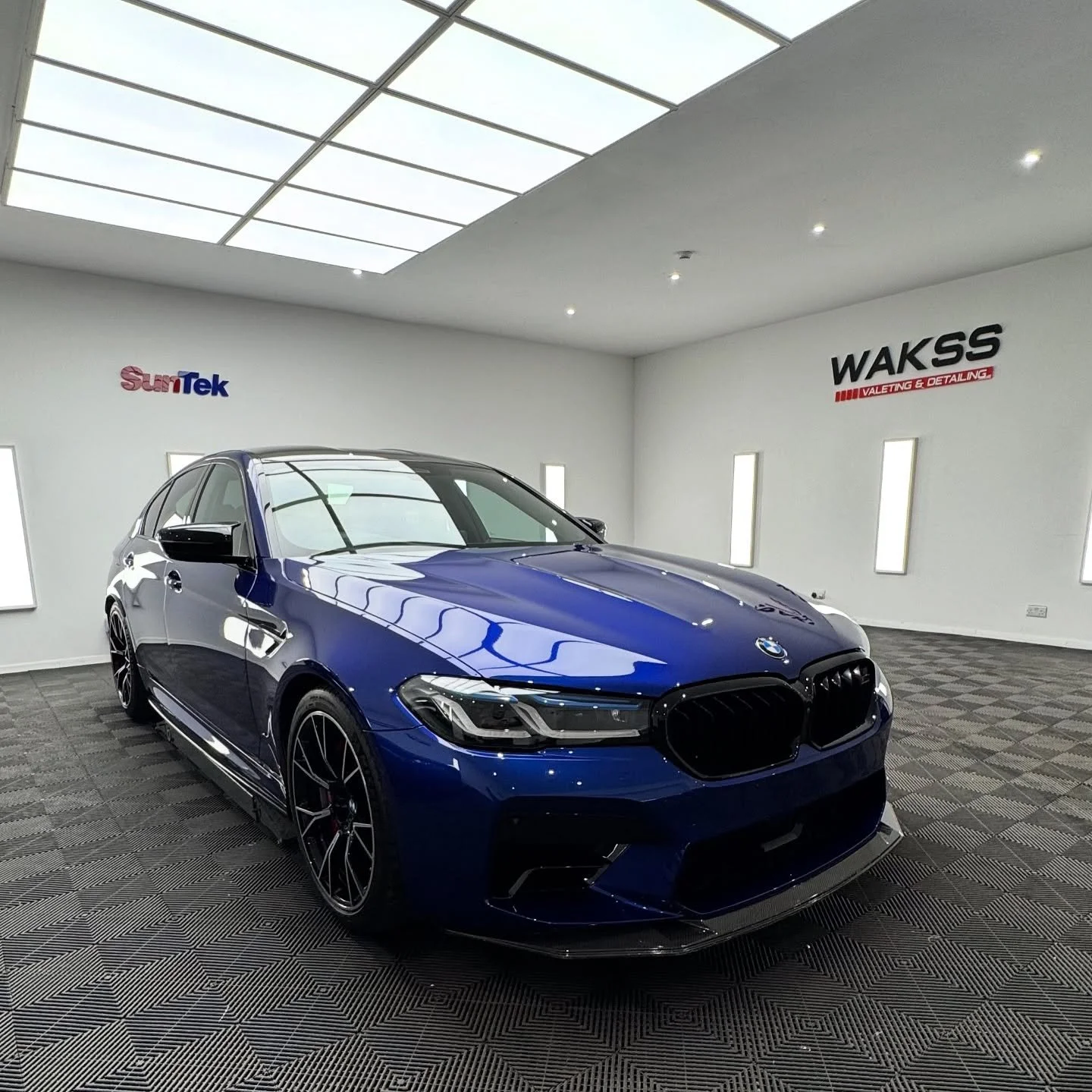 BMW M5 in for 

Extended front end PPF✅
Polish &amp; ceramic coating✅
Deep interior clean✅

Offering you the best in Car Care 

-Valeting
-Detailing
-PPF (paint protection film)
-Ceramic Coatings
-Alloy refurbishment
-Window tints
-Calliper refurbish
